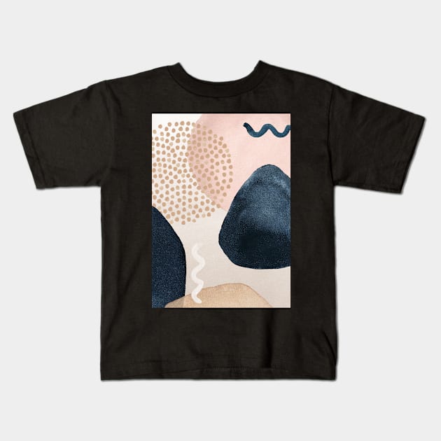 Modern Abstract Blush and Blue Kids T-Shirt by PixDezines